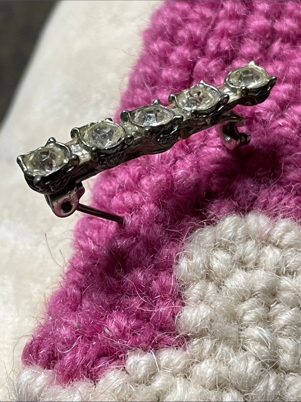 Vintage crystal bar pin